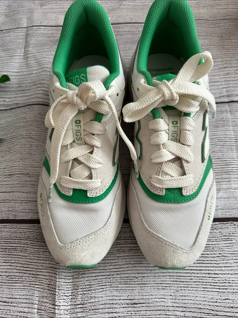 Figs Cream and Green Athletic Sneakers unisex